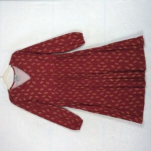 Lark + Grey‎ Women's Red Floral Cottagecore Farmhouse Long Sleeve Dress Size L